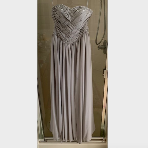 grey chiffon maxi dress